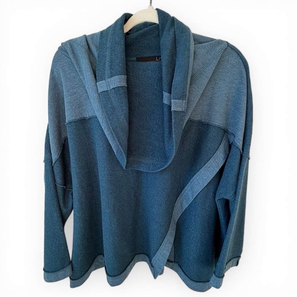 LIV by Habitat Teal Asymmetrical Tunic Sweater Top Women’s L Art-to-Wear